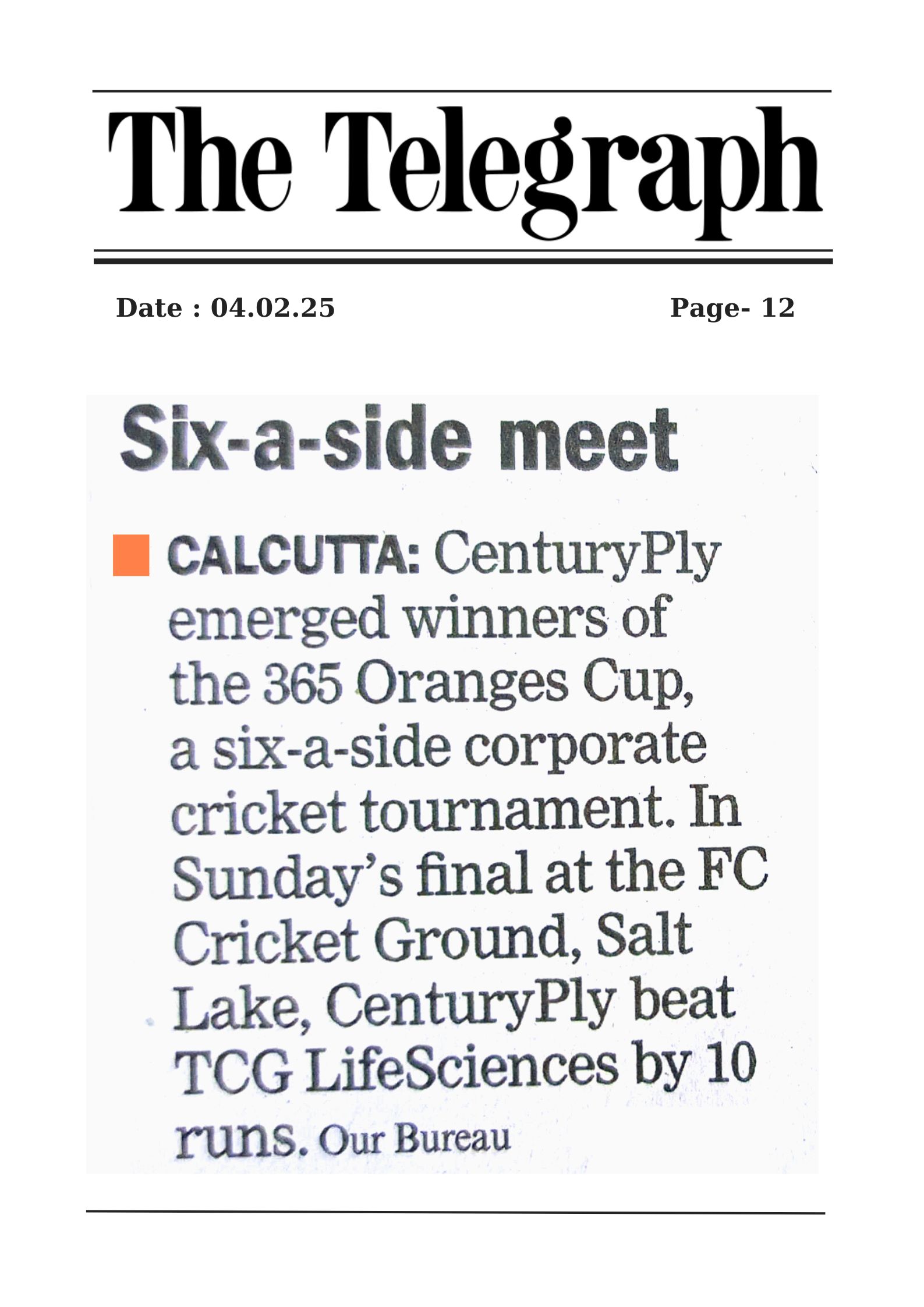 365oranges CUP 2025 | The Telegraph Report