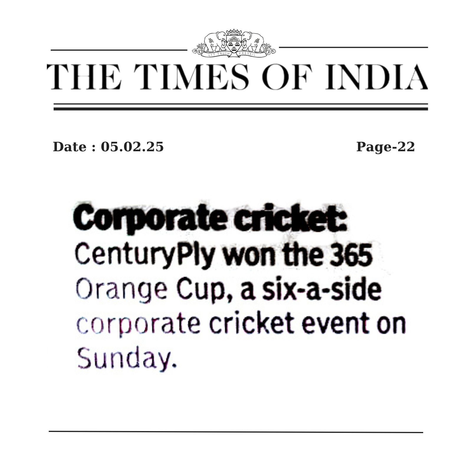 365oranges CUP 2025 | Times of India Report